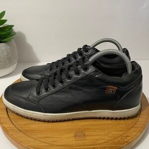 Di Pollini Black Leather Lace-Up Comfort Sneaker Men's 8 Streetstyle Trainer